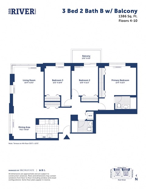the floor plan of 3 bed 2 bath bws